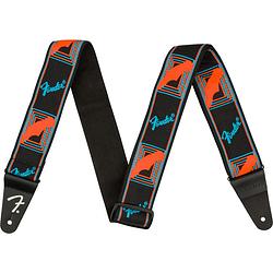 Foto van Fender neon monogrammed strap gitaarband blauw/oranje