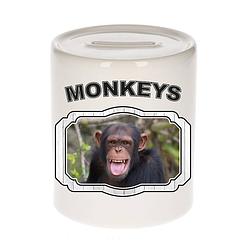 Foto van Dieren chimpansee spaarpot - monkeys/ apen spaarpotten kinderen 9 cm - spaarpotten