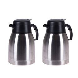 Foto van 2x stuks koffie/thee thermoskannen rvs 1500 ml - thermoskannen