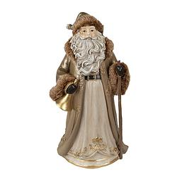 Foto van Clayre & eef beeld kerstman 34 cm bruin polyresin kerstfiguren bruin kerstfiguren