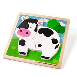 Foto van Bigjigs chunky lift out cow puzzle