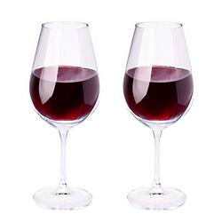 Foto van 2x rode wijn glazen 69 cl/690 ml van kristalglas - wijnglazen