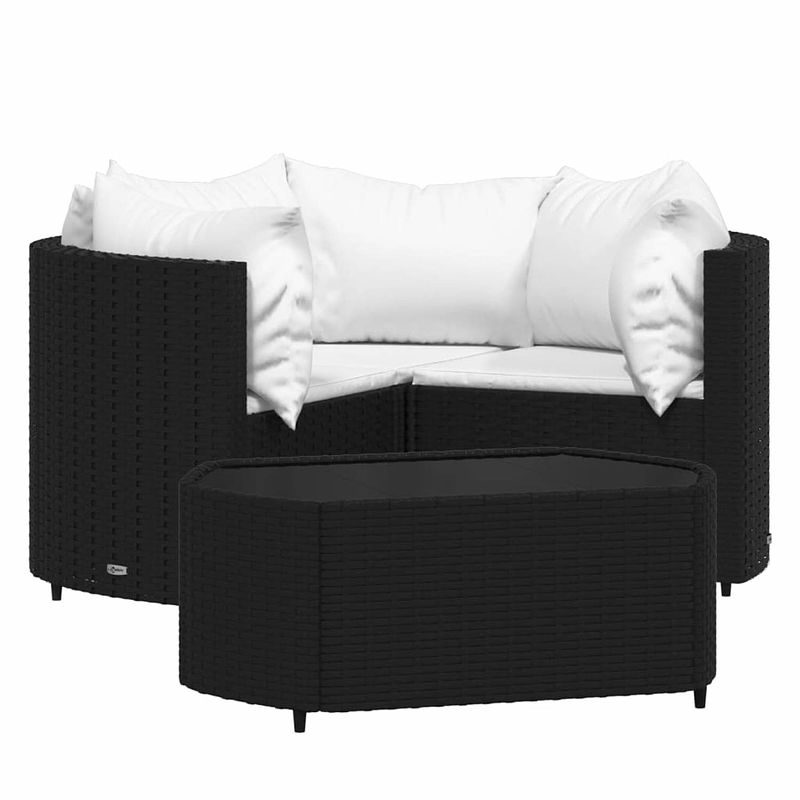 Foto van Vidaxl 4-delige loungeset met kussens poly rattan zwart