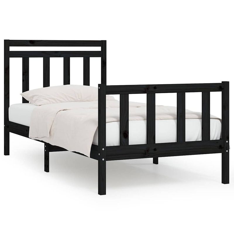 Foto van The living store klassiek houten bedframe - 205.5 x 106 x 100 cm - zwart