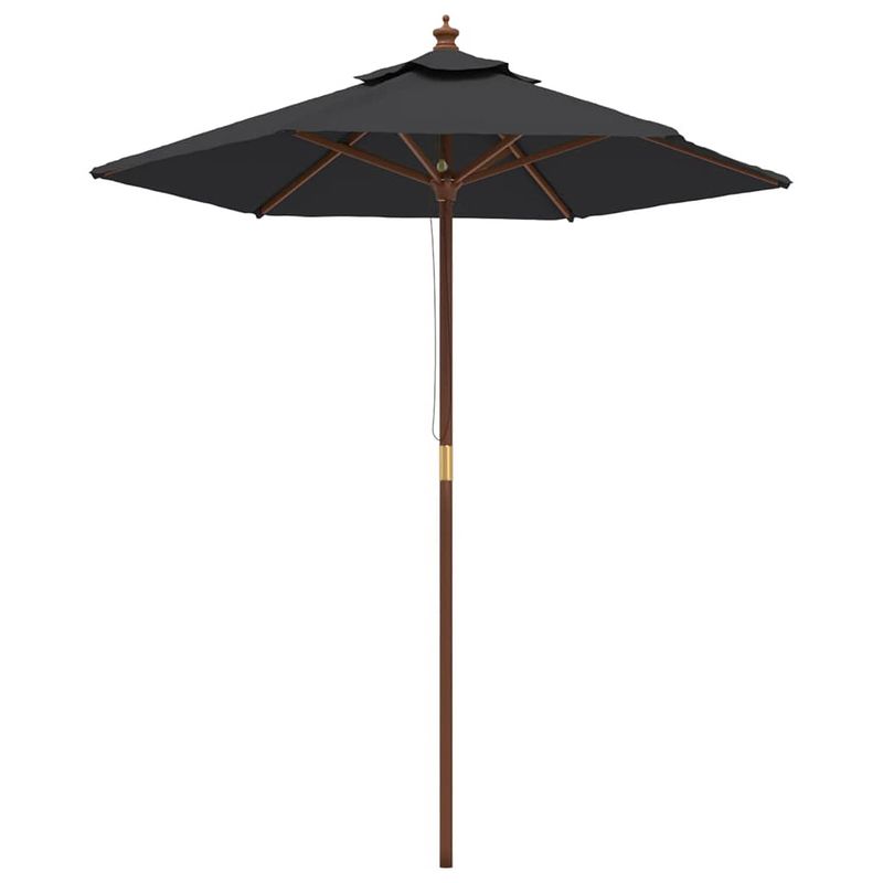 Foto van Vidaxl parasol met houten paal 196x231 cm zwart