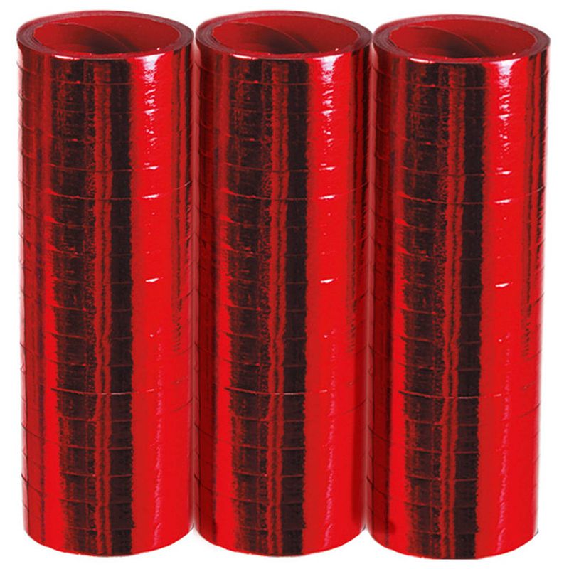 Foto van Carnival toys serpentine 4 meter metallic rood 3 stuks