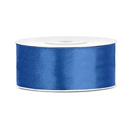 Foto van 1x hobby/decoratie helderblauw satijnen sierlint 2,5 cm/25 mm x 25 meter - cadeaulinten