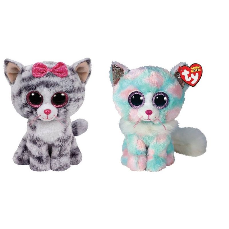 Foto van Ty - knuffel - beanie boo's - kiki cat & opal cat