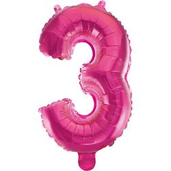 Foto van Wefiesta folieballon cijfer 3 41 cm roze