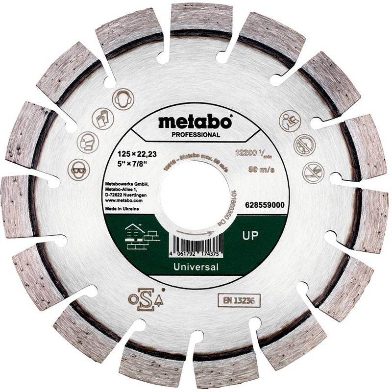 Foto van Metabo 628559000 diamanten doorslijpschijf diameter 125 mm 1 stuk(s)