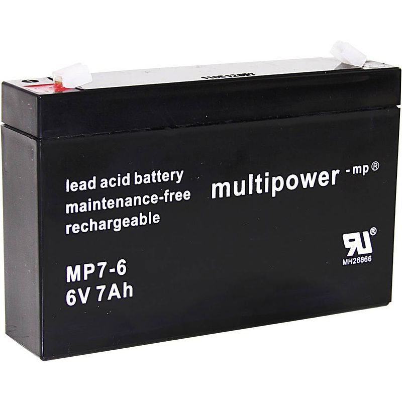 Foto van Multipower pb-6-7-4,8 loodaccu 6 v 7 ah loodvlies (agm) (b x h x d) 151 x 100 x 34 mm kabelschoen 4.8 mm onderhoudsvrij, geringe zelfontlading