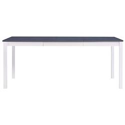 Foto van The living store eettafel massief hout - tafel - 180 x 90 x 73 cm - grenenhout - wit en grijs