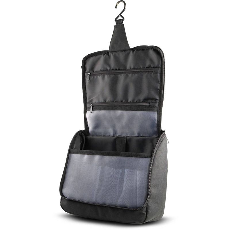 Foto van Hangende toilettas/make-up tas zwart 23 cm voor heren/dames - reis toilettassen/make-up etui ophangen - handbagage