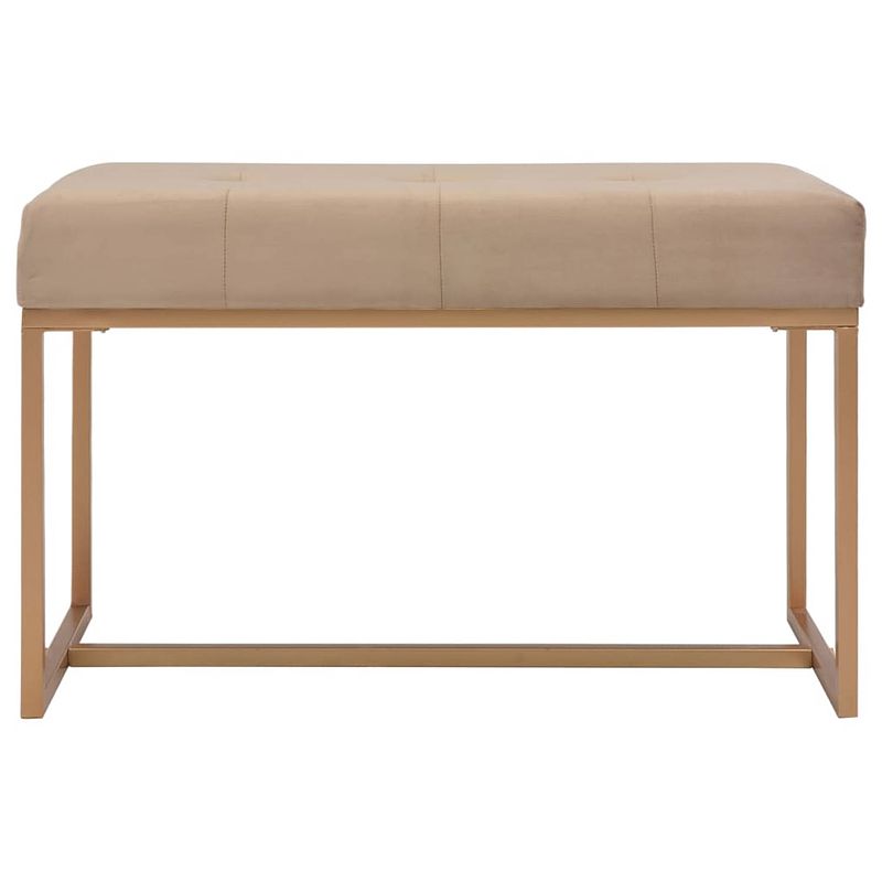 Foto van The living store fluwelen bankje - halbankje - 80x36x45 cm - beige