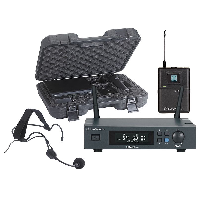 Foto van Audiophony pack-uhf410-head-f5 draadloos systeem headset 514-564 mhz + koffer