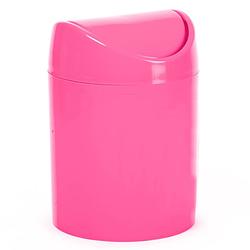 Foto van Plasticforte mini prullenbakje - fuchsia roze - kunststof - klepdeksel - keuken aanrecht model - 1,4 l - 12 x 17 cm - pr