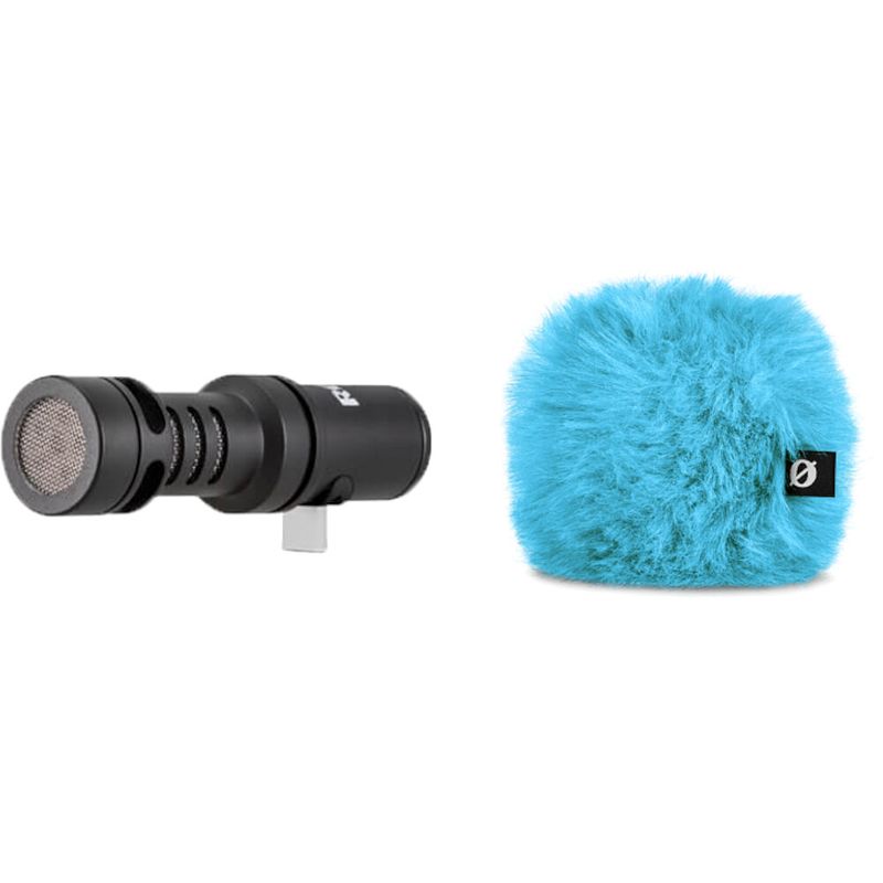 Foto van Rode videomic me-c met ws9 windkap blauw