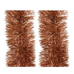 Foto van 2x stuks kerstboom slingers/lametta guirlandes terra bruin 270 x 10 cm - kerstslingers