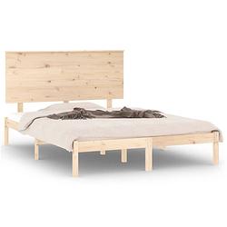 Foto van The living store houten bedframe - massief grenenhout - 195.5 x 125.5 x 93.5 cm - inclusief hoofdeind