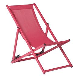 Foto van Beliani locri - tuinligstoel-rood-polyester, aluminium