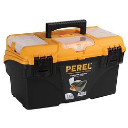 Foto van Perel gereedschapskoffer cantilever 43,4 x 25 cm zwart/oranje