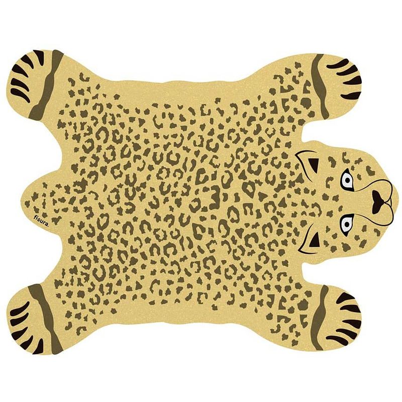 Foto van Fisura placemat yellow cheetah 50 x 40 cm wit/zwart 6 stuks