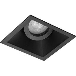 Foto van Spot armatuur gu10 - pragmi zano pro - inbouw vierkant - mat zwart - aluminium - kantelbaar - 93mm