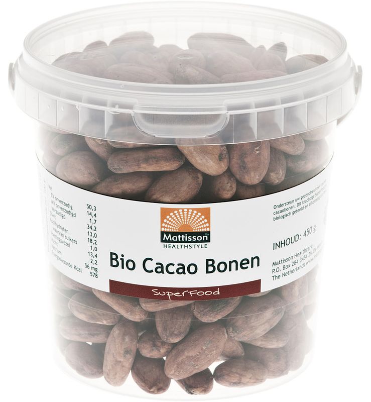 Foto van Mattisson healthstyle biologische cacao bonen raw