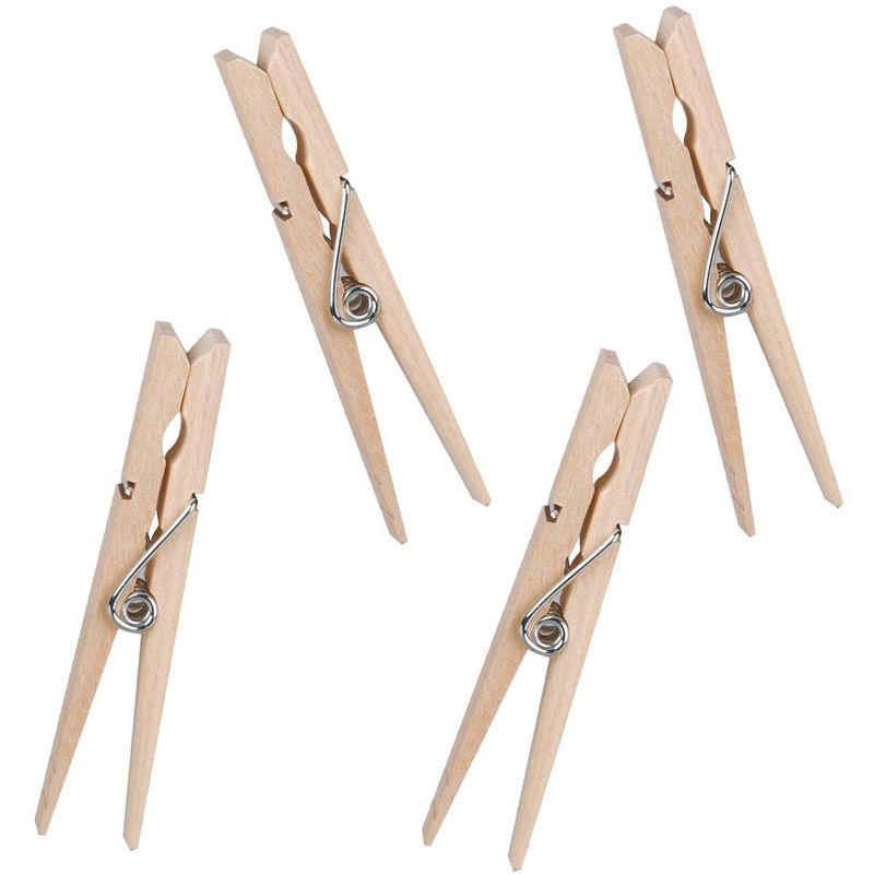 Foto van Urban living basic plus size wasknijpers - 80x - bamboe - 8 cm - knijpers