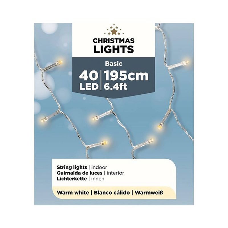 Foto van Lumineo kerstverlichting - 40 led - 195 cm - batterijen - warm wit - kerstverlichting kerstboom