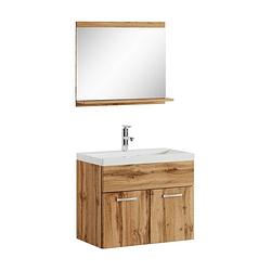 Foto van Badplaats badkamermeubel montreal 02 60cm met spiegel - eiken