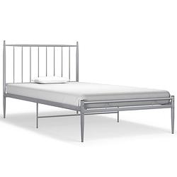 Foto van The living store bedframe - eenpersoons - metaal - grijs - 208x96x97.5 cm - montage vereist