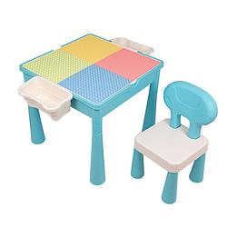Foto van Decopatent® - kindertafel - speeltafel met 1 stoel en bouwplaat (voor