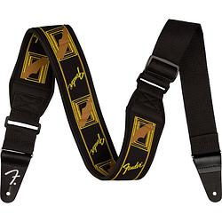 Foto van Fender swell neoprene logo strap black-yellow-brown mono gitaarband