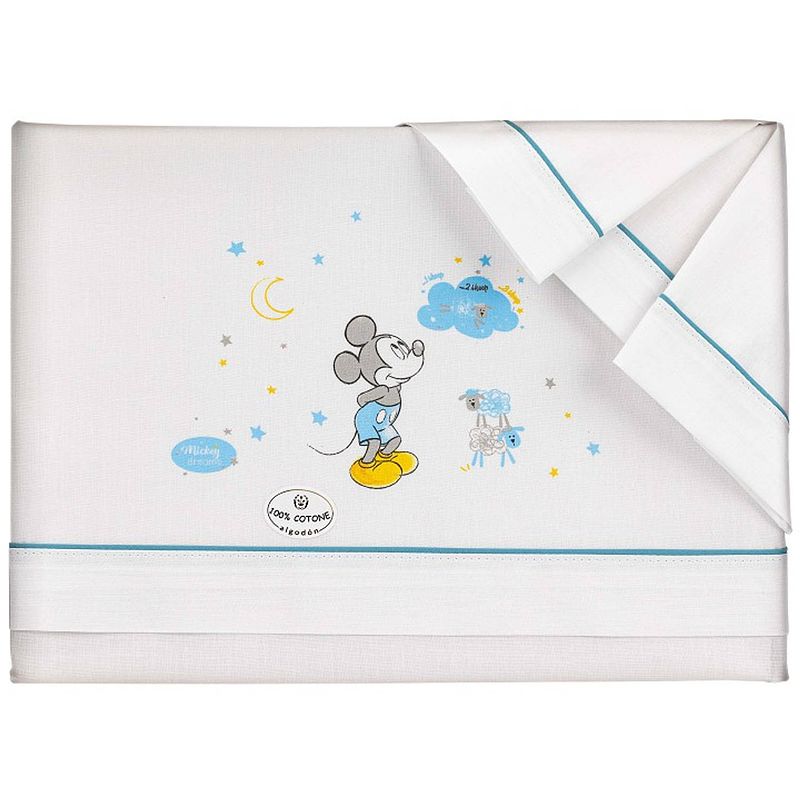 Foto van Disney beddengoed mickey mouse 82 x 106 cm katoen wit/blauw