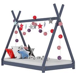 Foto van Vidaxl kinderbedframe massief grenenhout grijs 80x160 cm