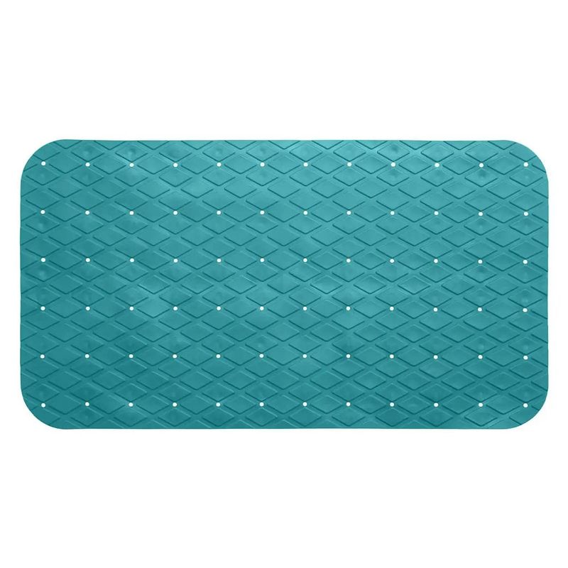 Foto van Anti-slip badkamer douche/bad mat turquoise blauw 70 x 35 cm rechthoekig - badmatjes