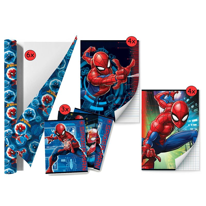 Foto van Spider-man - back to school schoolpakket - kaftpapier voor schoolboeken en schriften