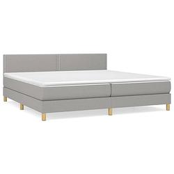 Foto van The living store boxspringbed - comfort pocketvering - lichtgrijs - 203 x 200 x 78/88 cm - inclusief 2 matrassen en 1