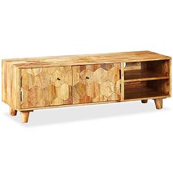 Foto van The living store tv-meubel houten massief mangohout - 118 x 35 x 40 cm - met opslagruimte