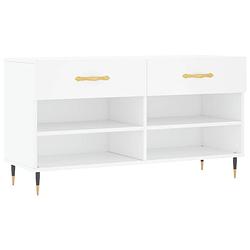 Foto van The living store schoenenkast - wit - 102 x 35 x 55 cm - duurzaam materiaal