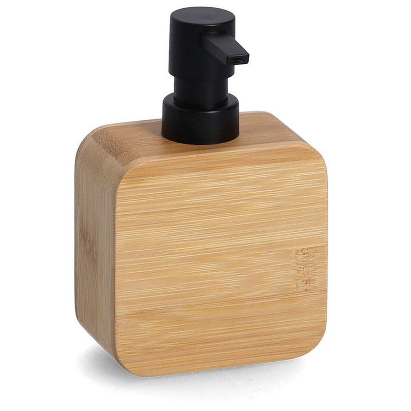 Foto van Zeeppompje/dispenser bamboe hout 10 x 15 cm - luxe kwaliteit - zeeppompjes