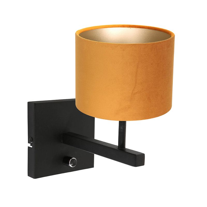 Foto van Steinhauer stang wandlamp metaal kapdiameter: 20 cm geel