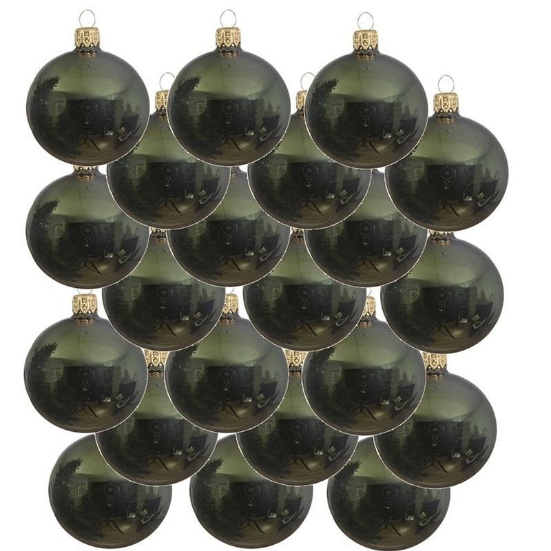 Foto van 18x glazen kerstballen glans donkergroen 6 cm kerstboom versiering/decoratie - kerstbal