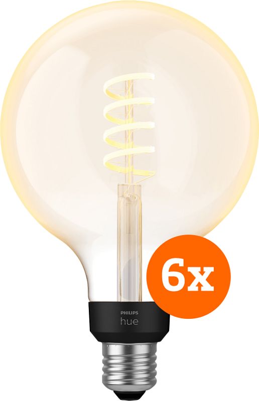 Foto van Philips hue filament white ambiance globe xl 6-pack