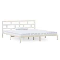 Foto van Vidaxl bedframe massief grenenhout wit 140x190 cm