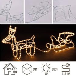 Foto van Rendier met slee - 3d slangverlichting - kerstversiering - kerst - kerstverlichting buiten - kerstverlichting - 324 l...