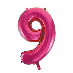 Foto van Cijfer 9 folie ballon roze van 86 cm - ballonnen