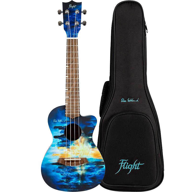 Foto van Flight elise ecklund city signature concert ukelele met padded gigbag, boekje en stickers