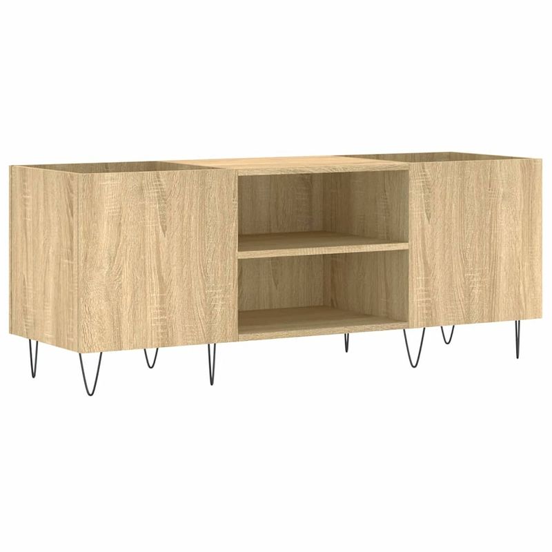 Foto van Vidaxl platenkast 121x38x48 cm bewerkt hout sonoma eikenkleurig